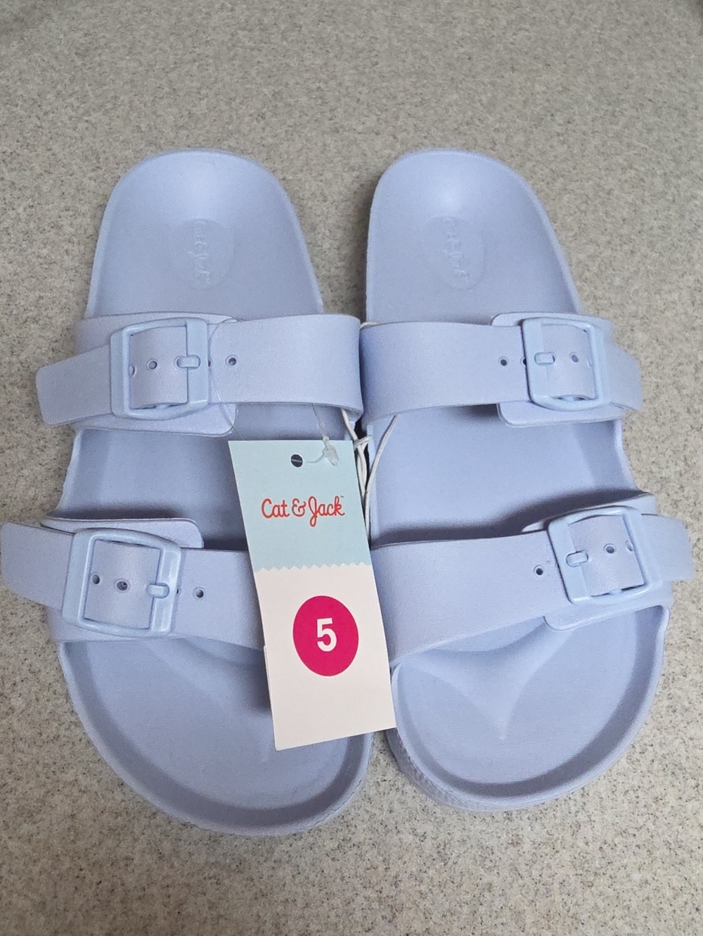 Cat & Jack Kids' Light Lavender Dual-Strap Slide Sandals - Size 5
